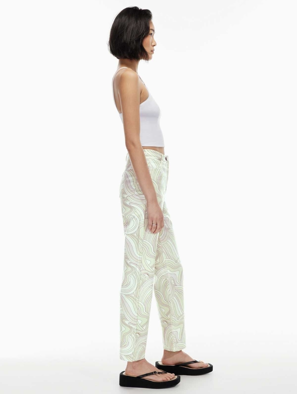 Aritzia Wilfred Free Vera Pant Size 0 Abstract Swirl Print Straight Leg Trouser
